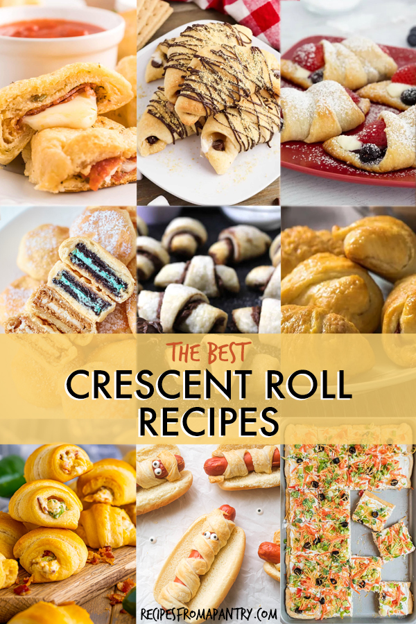A collage of images of dishes made with crescent rolls