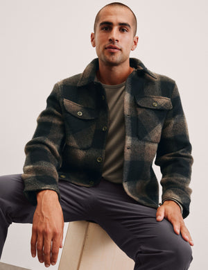 Plaid Wool Blend Men's Shirt Jacket