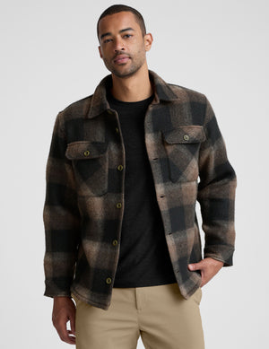 Plaid Wool Blend Men's Shirt Jacket