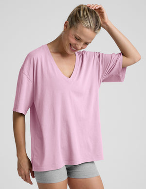 Oversized V-neck Cotton Tee