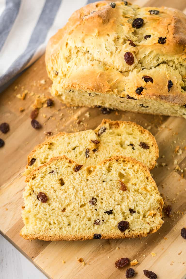 two slices from a loaf of irish soda bread