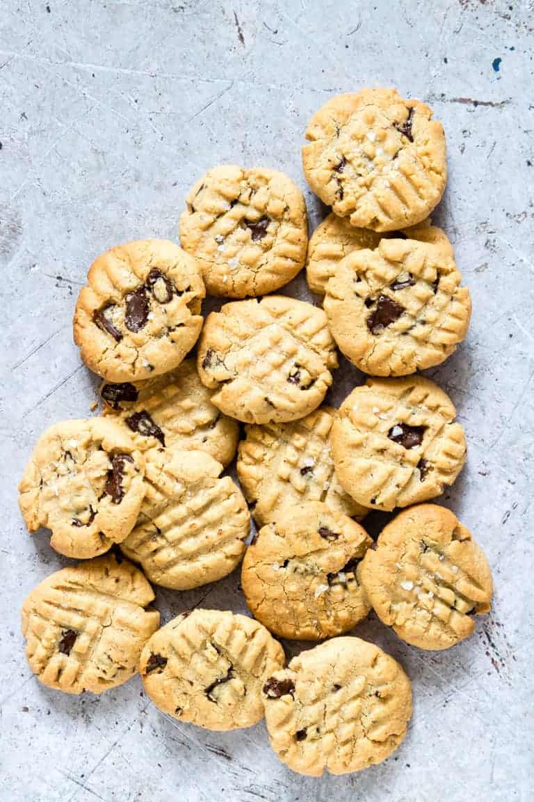 close up of vegan peanut butter cookies
